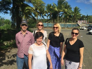 The team outside the Shangri-La Fijian resort and spa